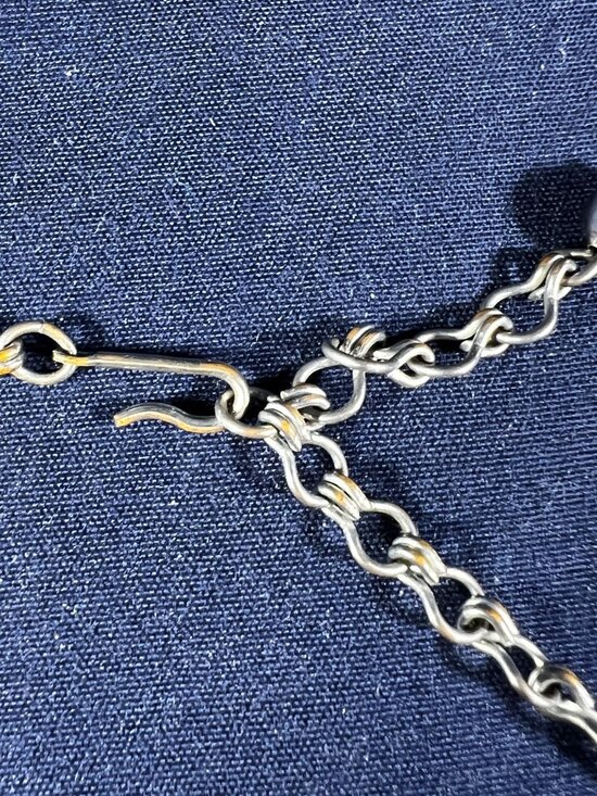 Vintage Silver & Gold-Toned Abstract Link Necklace With Adjustable Chain - Picture 3 of 3